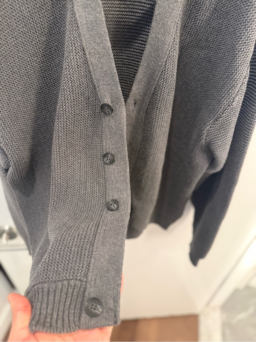 Vintage Made in USA J. Crew Men’s Gray Button-Up Knit Cardigan - Picture 3 of 3